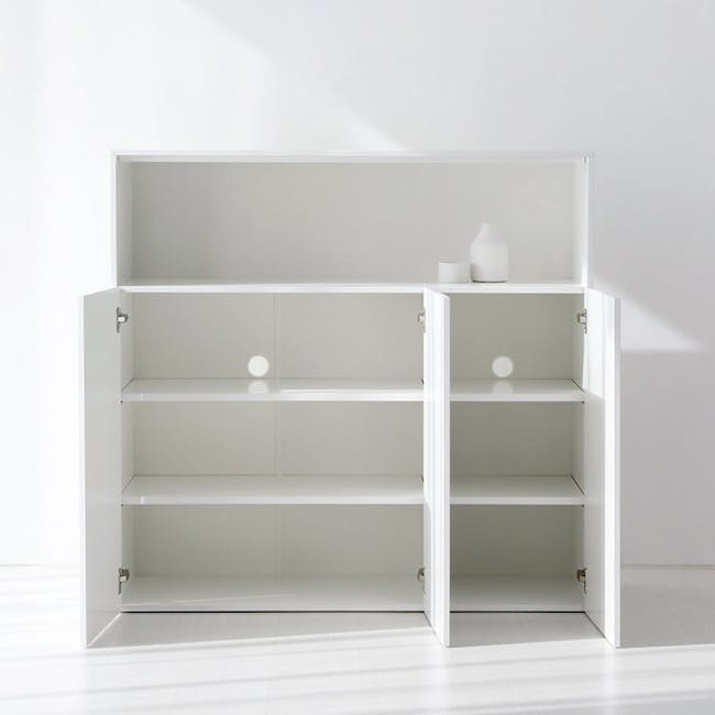 Fikk 3 Door Open Tall Cabinet - White - 8