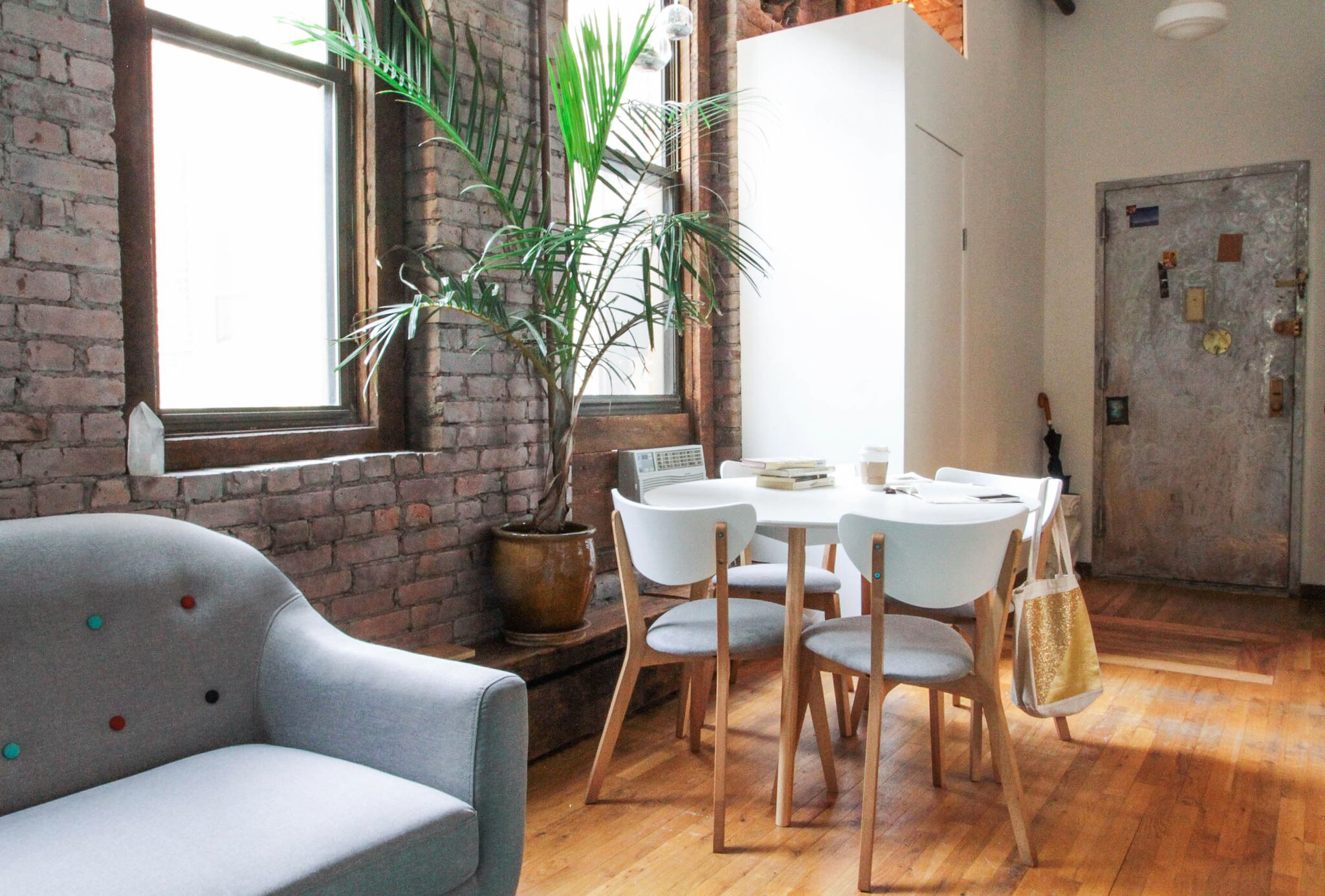 marble table with grey chairs