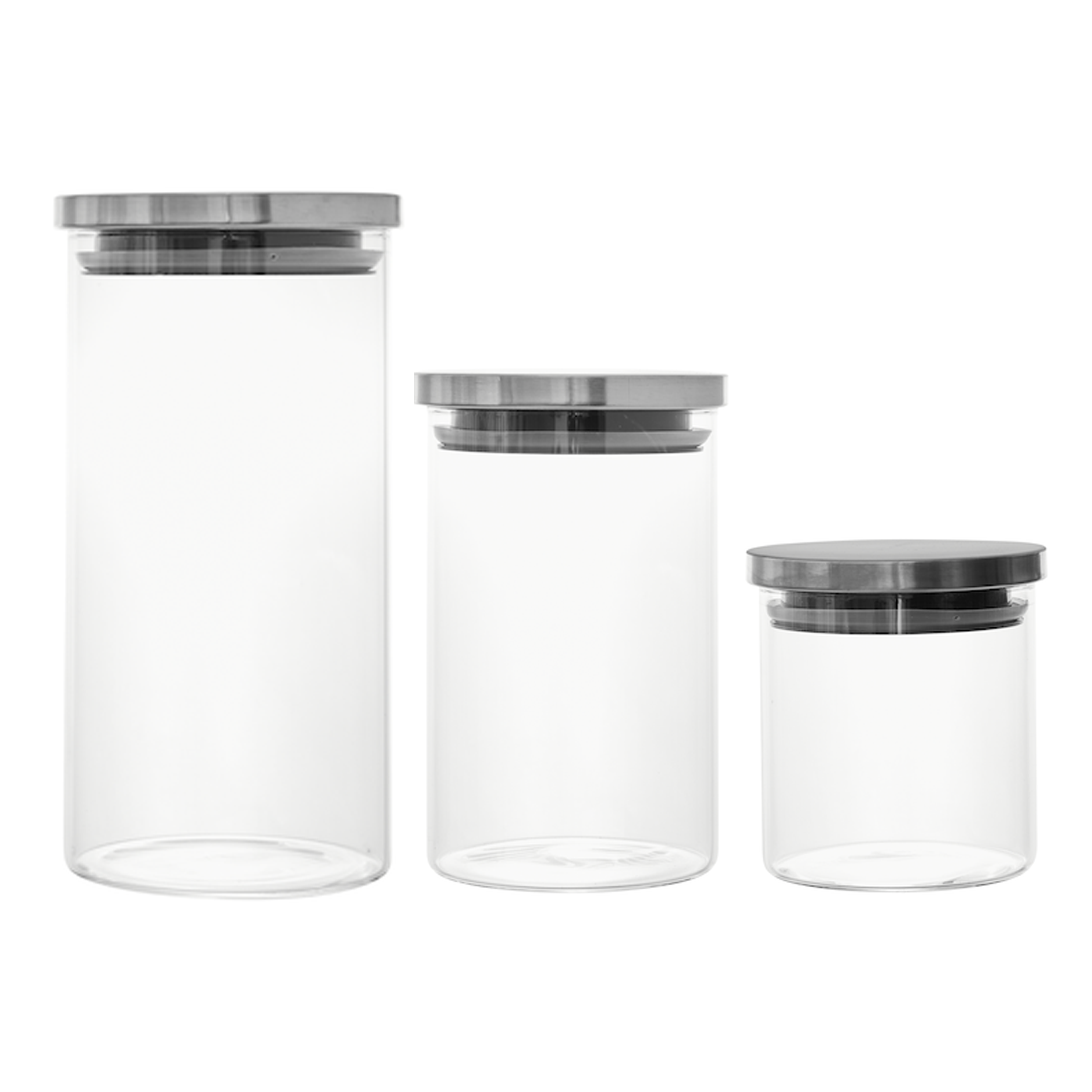 EVERYDAY Glass Jar with Stainless Steel Lid (Set of 3)