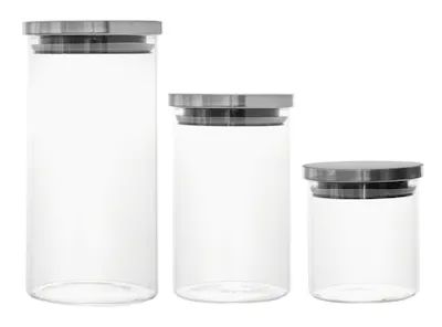 EVERYDAY Glass Jar with Stainless Steel Lid (Set of 3)