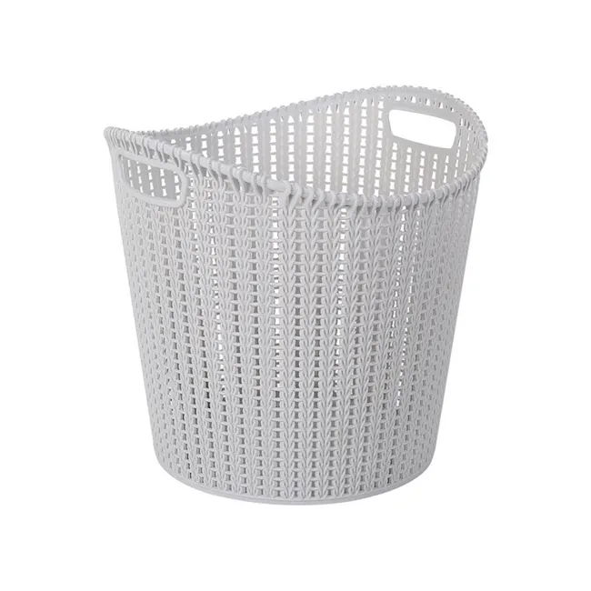 Alice Laundry Basket - Grey - 1 - White woven laundry basket, sturdy handle, telescoping spout, durable construction, easy
