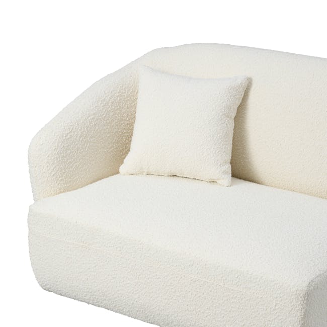 Nomi 3 Seater Sofa with Ottoman - White Boucle (Eco Clean Fabric) - 25