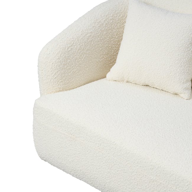 Nomi 3 Seater Sofa with Ottoman - White Boucle (Eco Clean Fabric) - 33