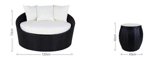 Round Sofa with Coffee Table Set - Cream Cushion - 4