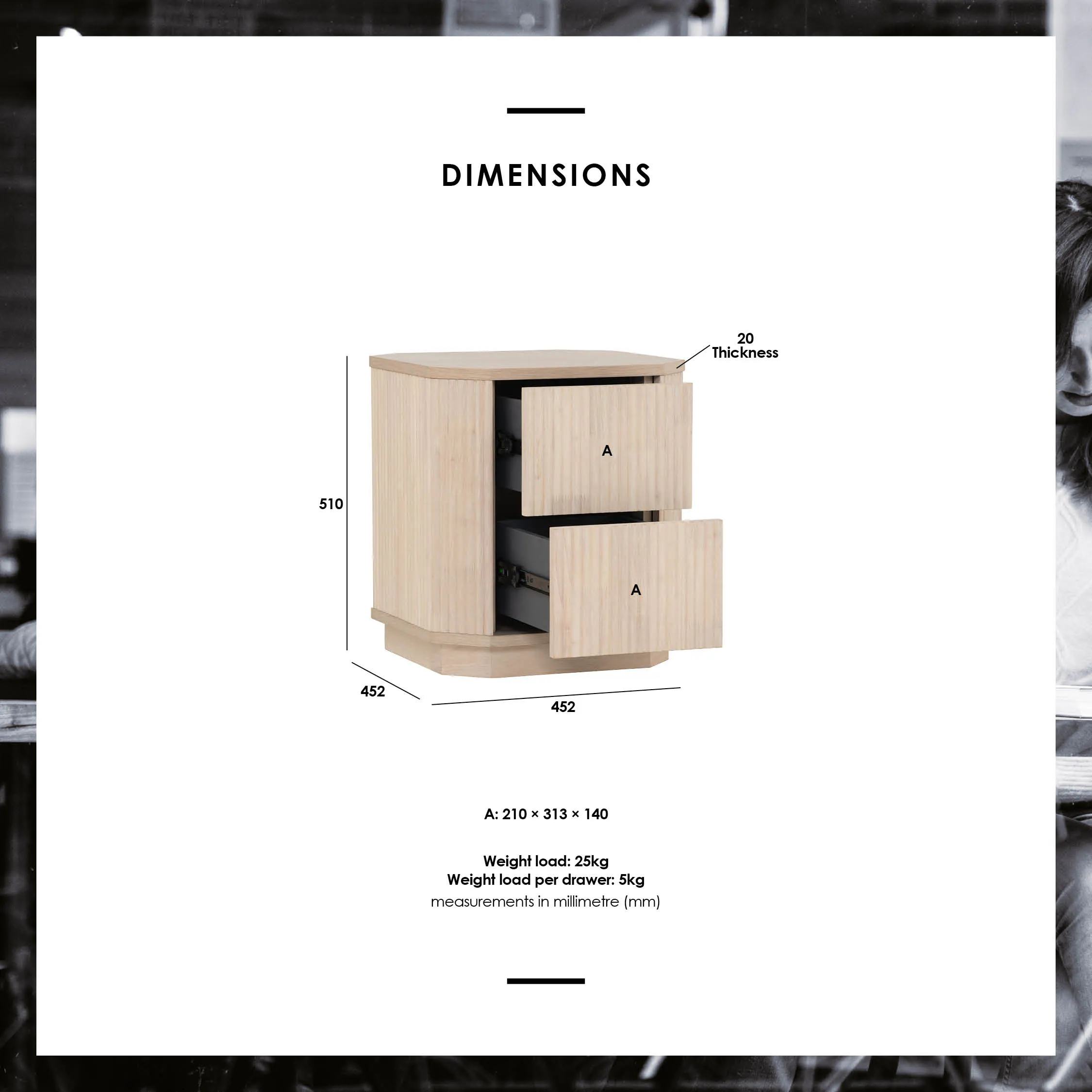Claire Bedside Table - 7