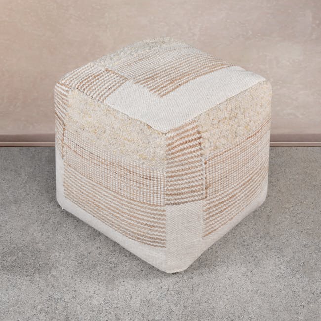 Angean Wool Jute Pouf - 2