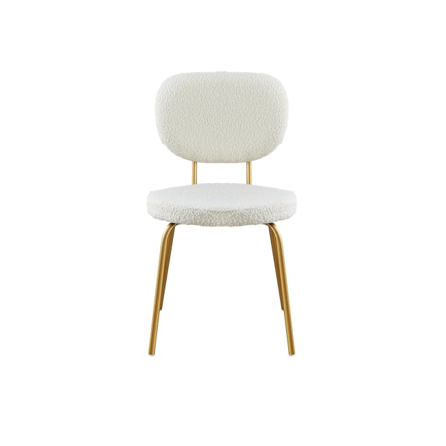 Casper Dining Chair - Gold, White Boucle - 2
