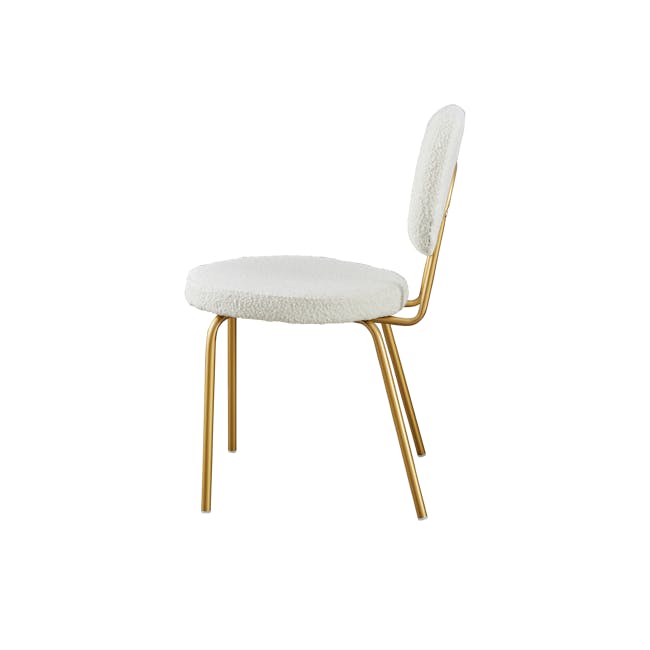 Casper Dining Chair - Gold, White Boucle - 3