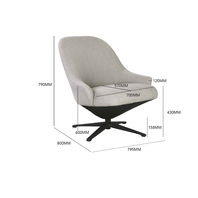 Cabrio Swivel Lounge Chair - Seal - 5