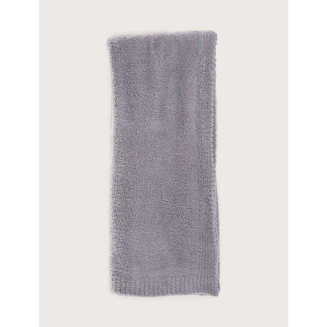(As-is) Mila Throw Blanket - Light Grey - 4 - Soft, fluffy, gray towel, textured fabric, cozy bathrobe, luxurious bathrobe