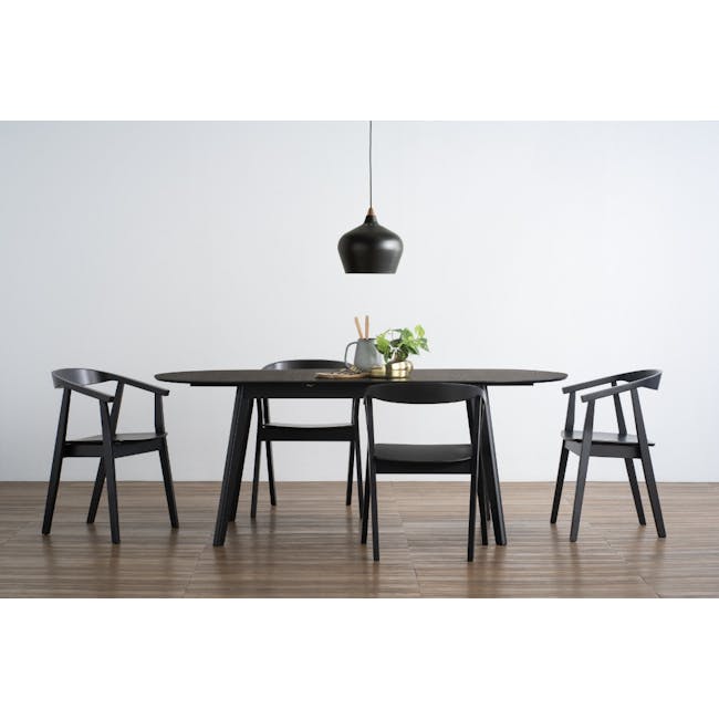 (As-is) Werner Oval Extendable Dining Table 1.5m-2m - Black Ash - 1 - 12