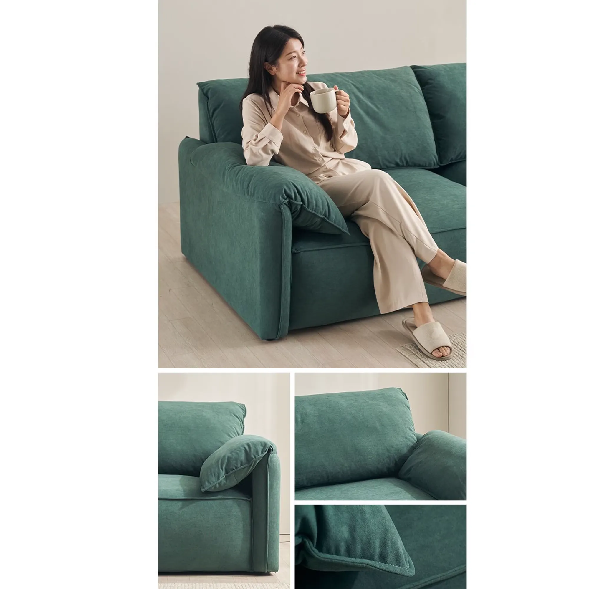 Marris 3 Seater Sofa - Green (Eco Clean Fabric) - 18