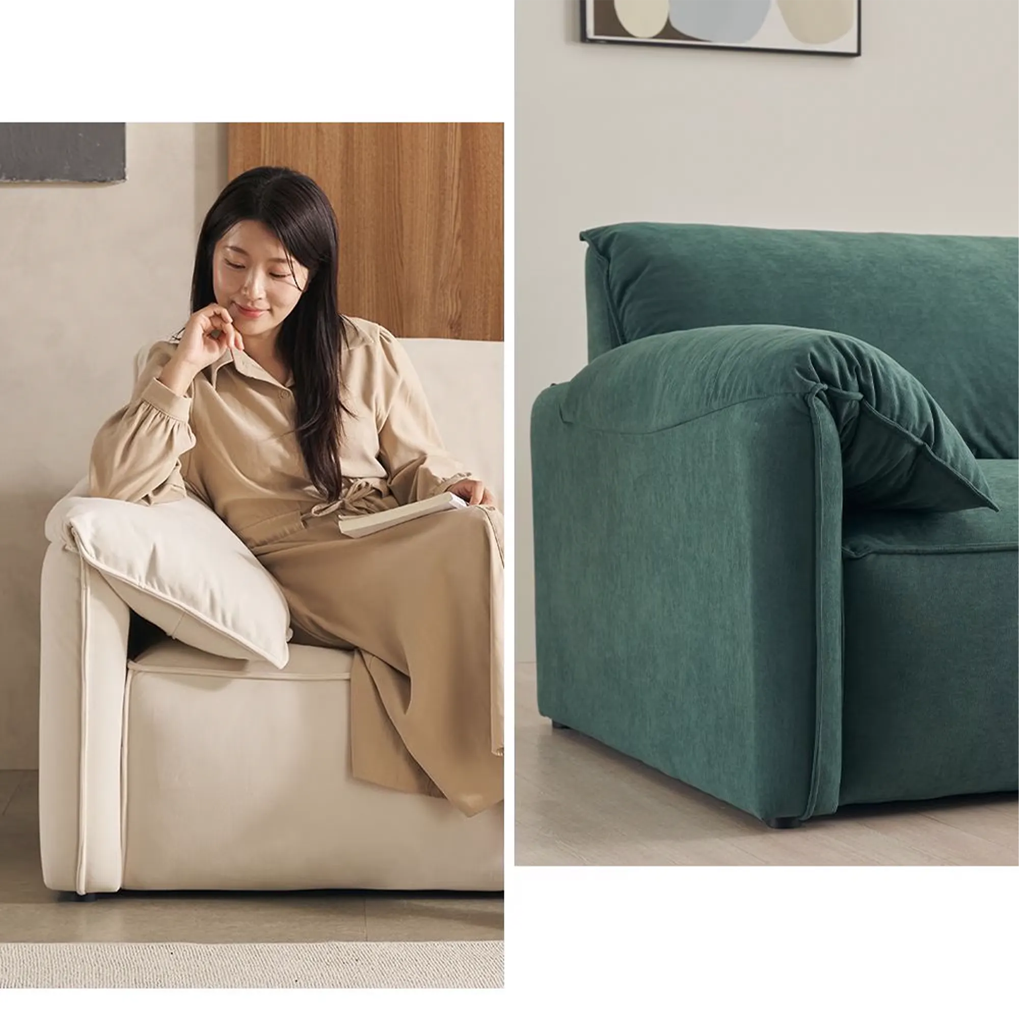 Marris 3 Seater Sofa - Green (Eco Clean Fabric) - 9