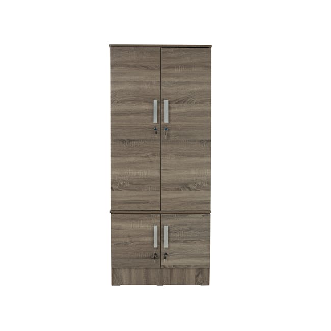 Naya 4 Door Wardrobe with Locks - Dark Sonoma - 1