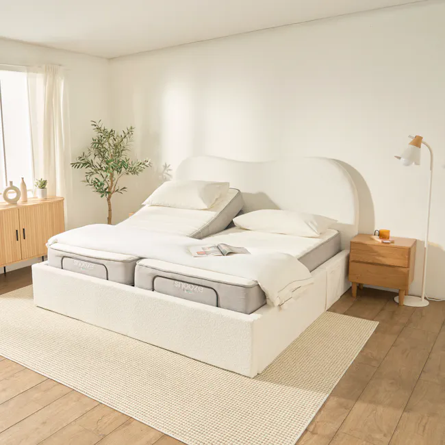 Lyra Split King Adjustable Bed - White Boucle - 2