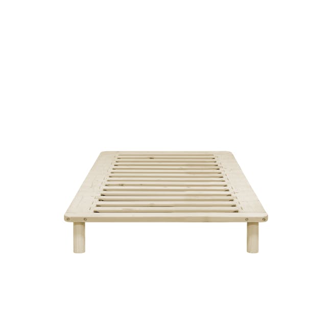 Hiro Single Wooden Platform Bed - 4 - Wooden slatted platform, minimalist design, natural wood texture, light-colored wood