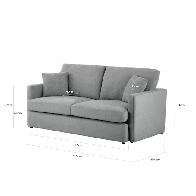 Ashley 3 Seater Lounge Sofa - Granite - 5