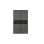 Lorren Sliding Door Wardrobe 1 with Glass Panel - Graphite Linen, Herringbone Oak - 7