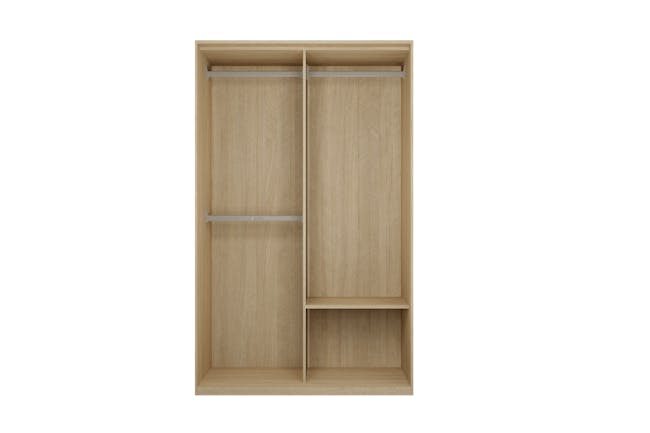 Lorren Sliding Door Wardrobe 1 with Glass Panel - Graphite Linen, Herringbone Oak - 8