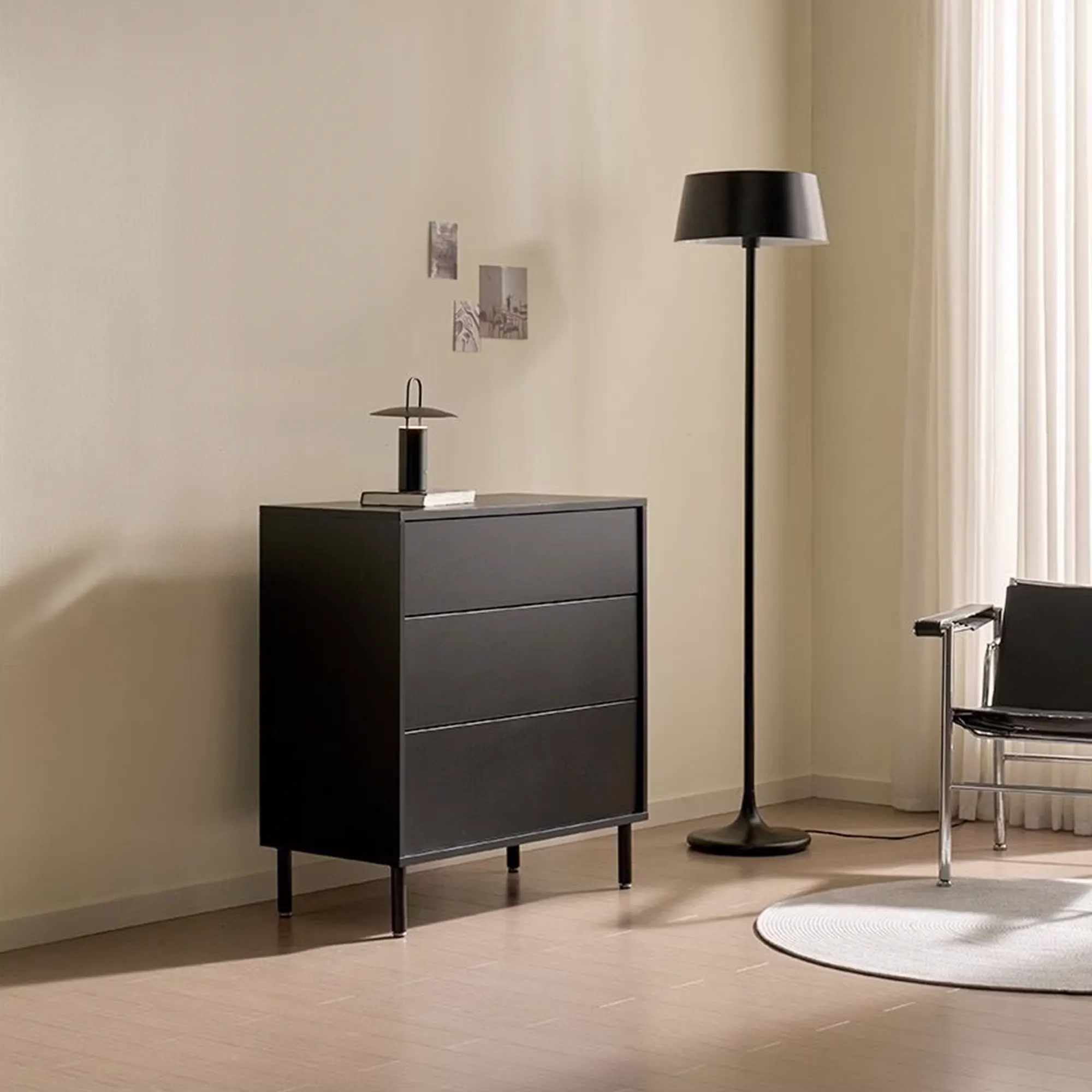 Mono 3 Drawer Chest 0.8m - Black - 16