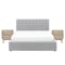 Audrey King Storage Bed in Silver Fox (Fabric) with 2 Leland Twin Drawer Bedside Tables