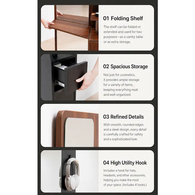 Ronda Dressing Table - Walnut - 10
