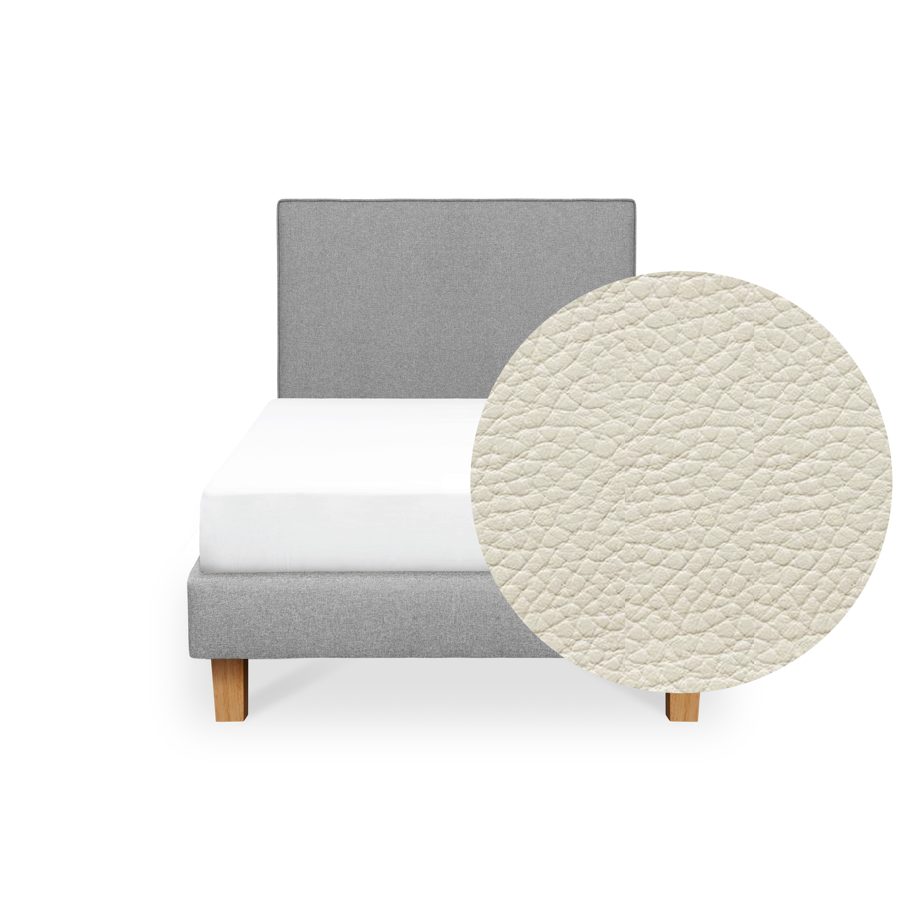 ESSENTIALS Super Single Headboard Divan Bed - Snow (Faux leather)