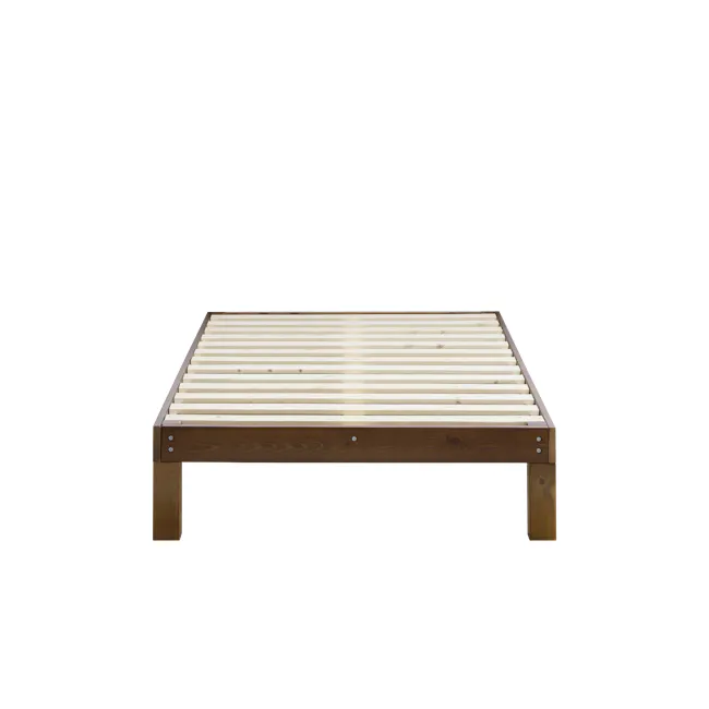 Katana Single Wooden Bed - Walnut - 2 - Wooden table with slatted top, minimalist design, natural wood finish, sturdy