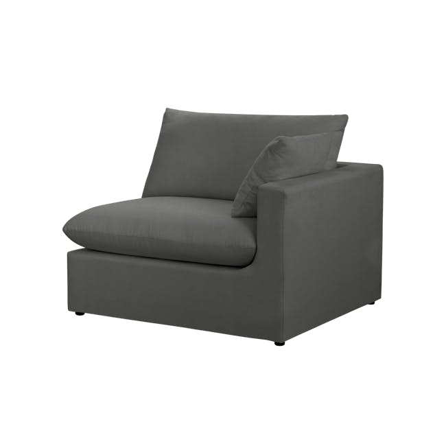 Russell 3 Seater Sofa with Ottoman - Dark Grey (Eco Clean Fabric) - 3
