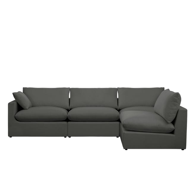 Russell 4 Seater Sofa with Ottoman - Dark Grey (Eco Clean Fabric) - 11