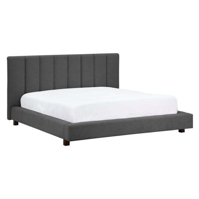 Elliot King Bed in Onyx Grey with 2 Lewis Bedside Tables in Black, Oak - 3