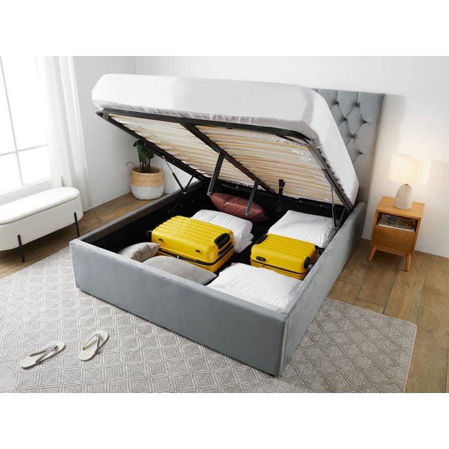 Isabelle Tall Queen Storage Bed - Seal Grey (Velvet) - 1