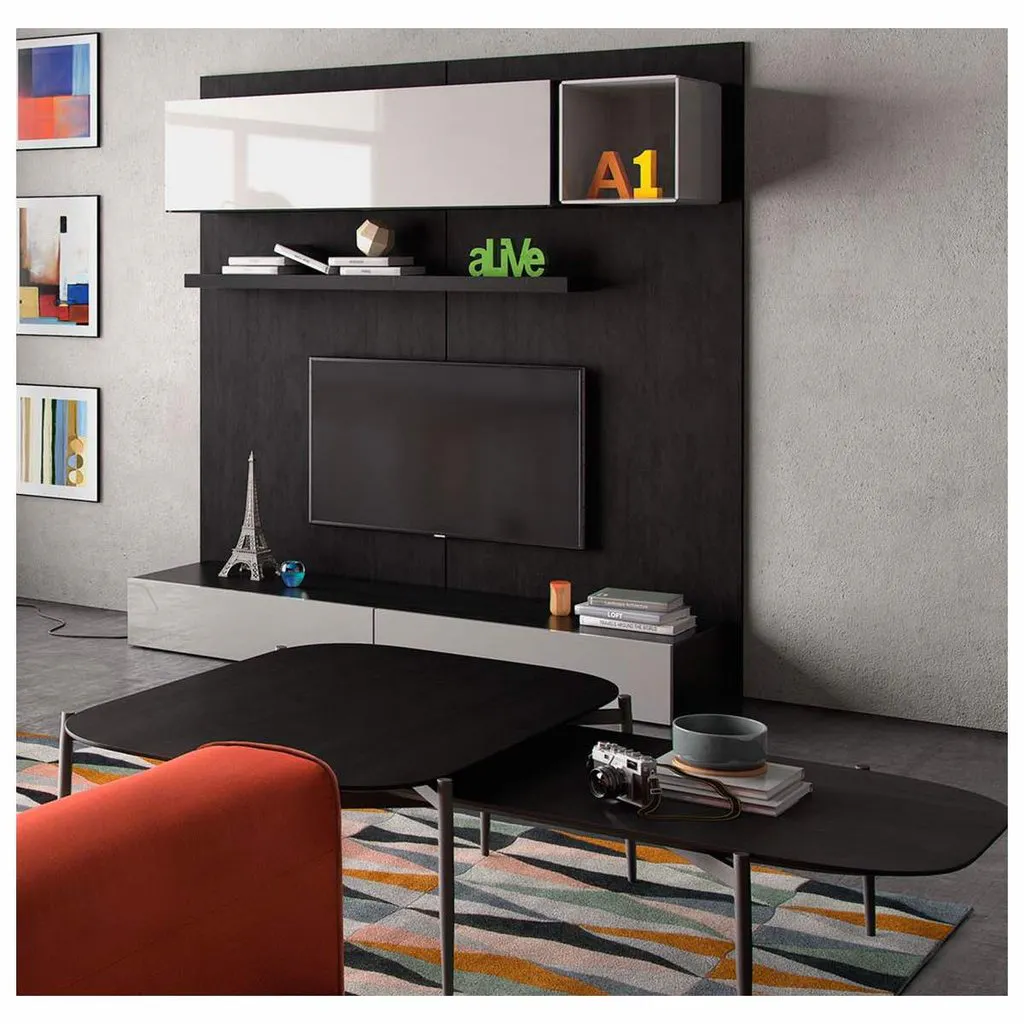 (As-Is) Nova High Coffee Table - Oak, Matt Silver - 20 - Modern minimalist living room, contemporary decor, sleek TV stand