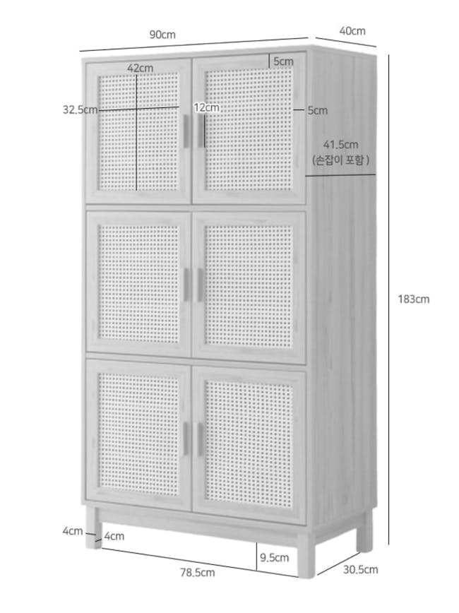 Belig 6 Door Rattan Tall Cabinet 0.9m - 13