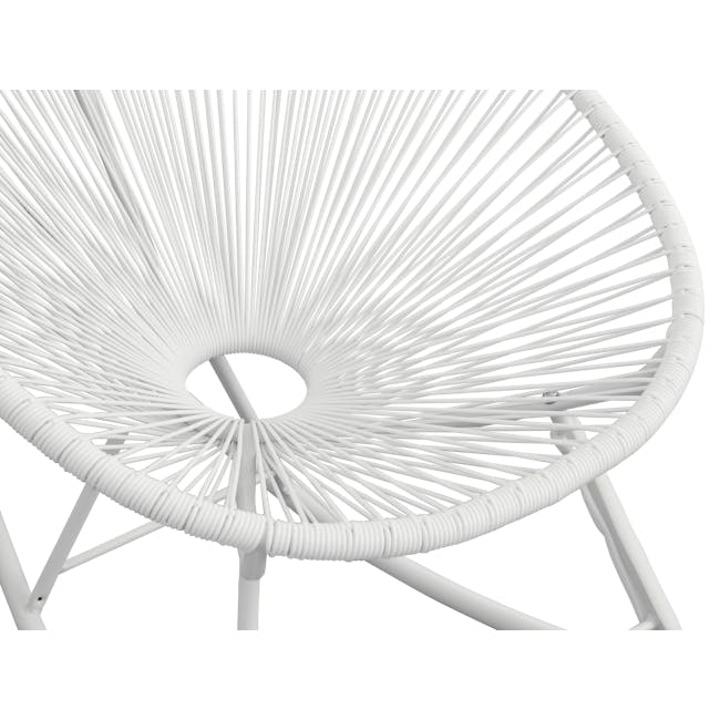 Acapulco Rocking Chair - White - 5 - Sleek, modern chair with intricate woven design, White rattan chair with circular