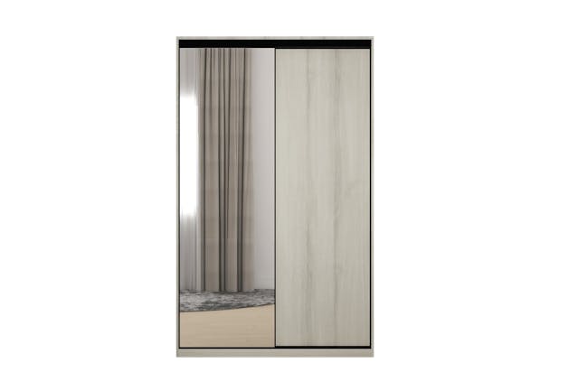 Lorren Sliding Door Wardrobe 1 with Mirror - White Oak - 7