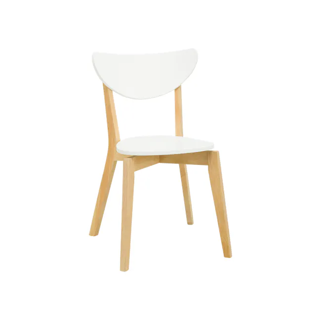 Harold Round Dining Table 1.05m with 4 Harold Dining Chairs in Natural, White - 12 - Modern minimalist chair, white round