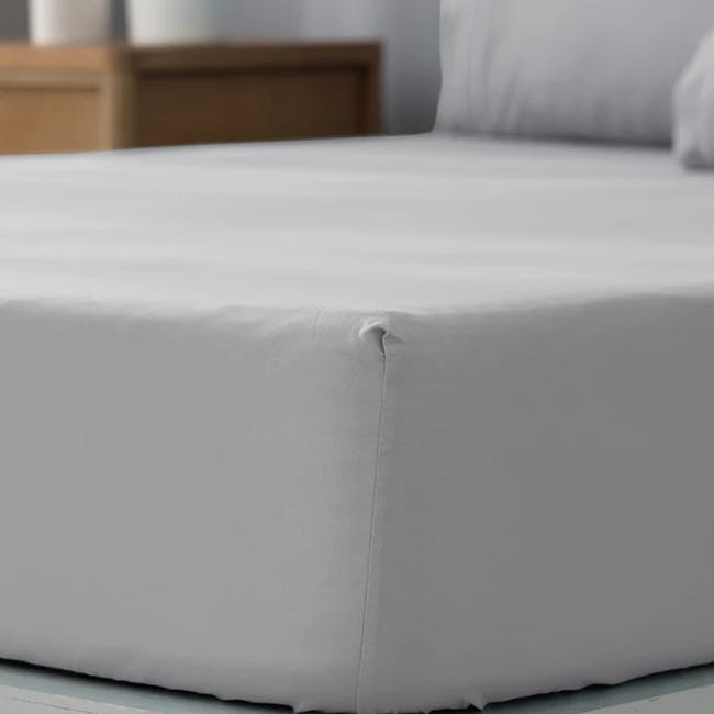 Robinsons Silky Soft Embroidered Microfibre Fitted Sheet Set Core Collection - Silver (4 Sizes) - 4