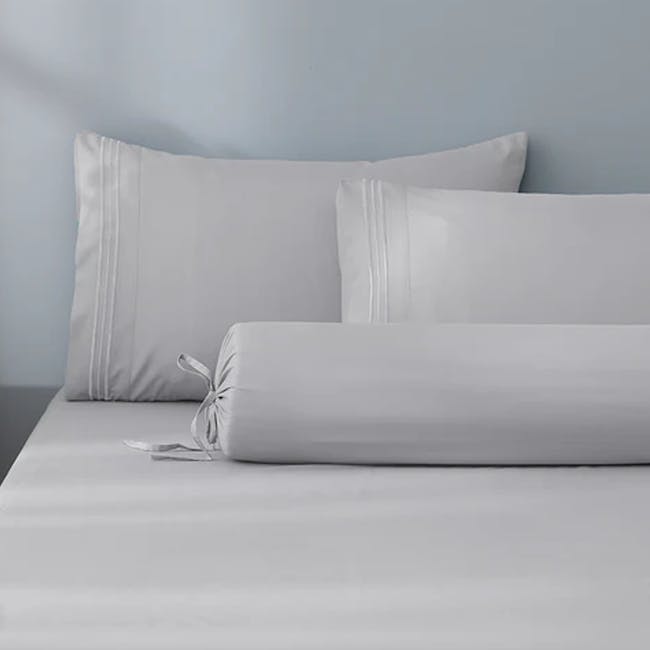 Robinsons Silky Soft Embroidered Microfibre Fitted Sheet Set Core Collection - Silver (4 Sizes) - 1