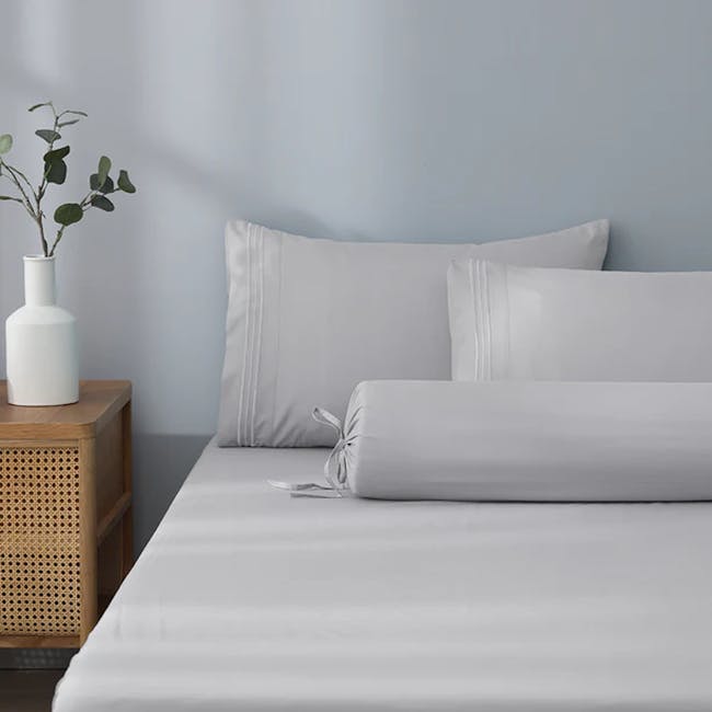 Robinsons Silky Soft Embroidered Microfibre Fitted Sheet Set Core Collection - Silver (4 Sizes) - 5