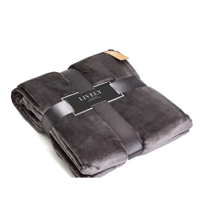 Makayla Velvet Plush Throw Blanket - Grey - 6 - Dark gray, luxurious, folded, elegant, high-quality, premium, soft, plush