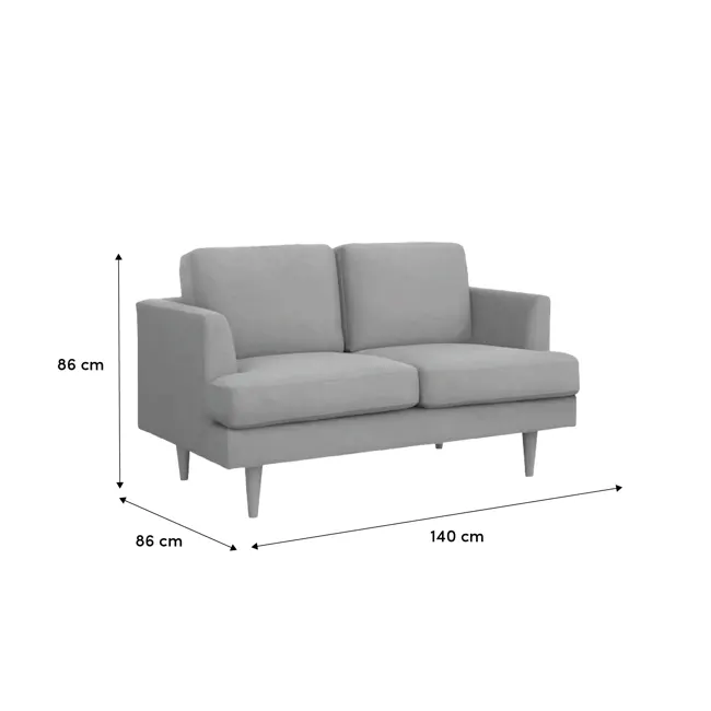 Soma 2 Seater Sofa - Silver (Scratch Resistant) - 5 - Modern gray sofa, 86 cm height, 140 cm width, armless design