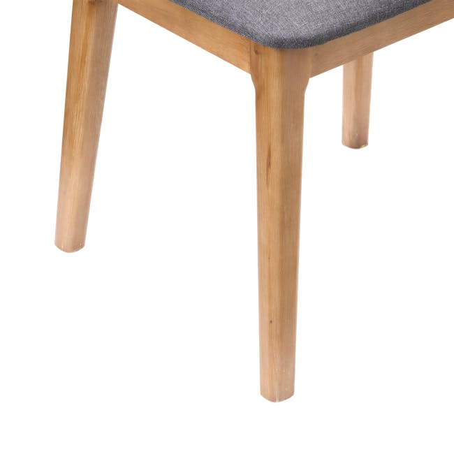 Todd Extendable Dining Table 1.6m-2m with 4 Todd Cushioned Dining Chairs - 19 - Wooden chair with gray cushion, wooden legs