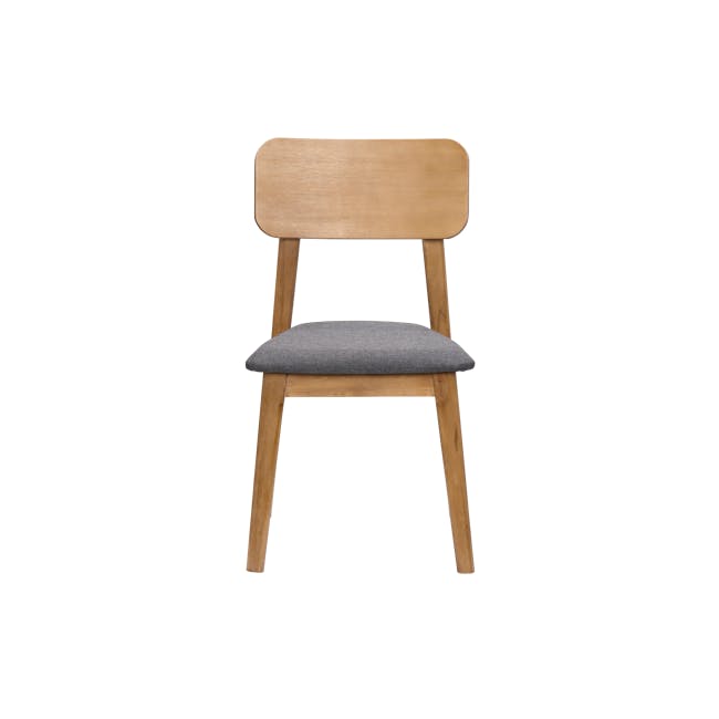 Todd Extendable Dining Table 1.6m-2m with 4 Todd Cushioned Dining Chairs - 20 - Wooden chair with gray cushion, minimalist