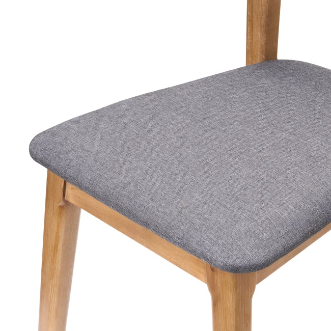 Todd Extendable Dining Table 1.6m-2m with 4 Todd Cushioned Dining Chairs - 21 - Gray upholstered chair with wooden legs