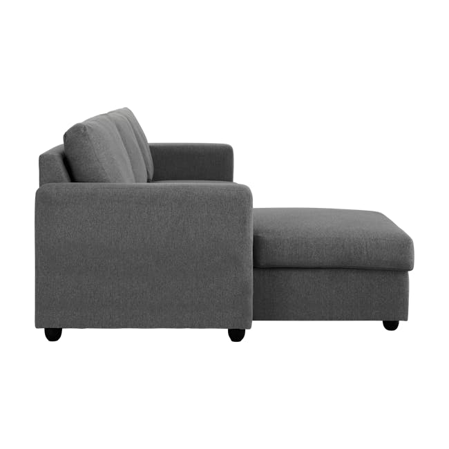 Mia L-Shaped Storage Sofa Bed -  Graphite - 10 - Grey upholstered sofa, modern design, comfortable seating, armrests