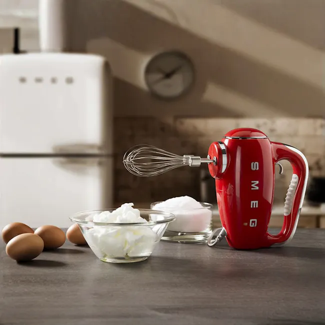 SMEG Hand Mixer - Red - 2 - red electric mixer, kitchen appliances, cooking utensil, red mixer, modern kitchen, red mixer