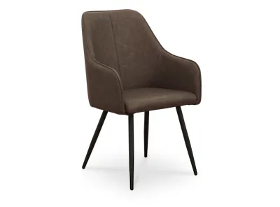 Charlie Dining Armchair - Dark Brown (Faux Leather)