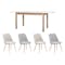 Irma Extendable Dining Table 1.6m-2m with 4 Lana Dining Chairs in Pale Grey and Wheat Beige