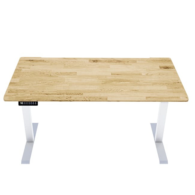 K3 PRO X Adjustable Table - White frame, Solidwood Butcher Rubber Wood (2 Sizes) - 0